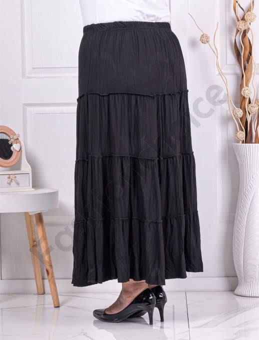 Fusta maxi cu volane si efect sifonat-negru cod 24429