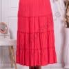 Fusta maxi cu volane si efect sifonat-coral cod 24429-3