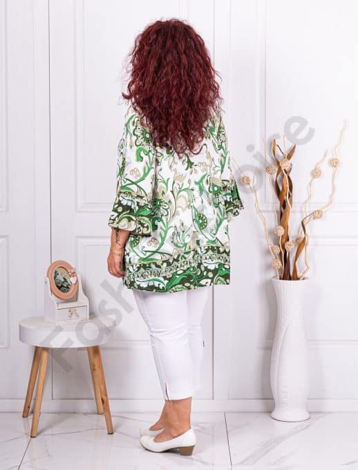 Tunica maxi cu figuri abstracte multicolor-verde cod 6820