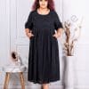 Rochie maxi din 100% In si broderie englezeasca-negru cod 10692