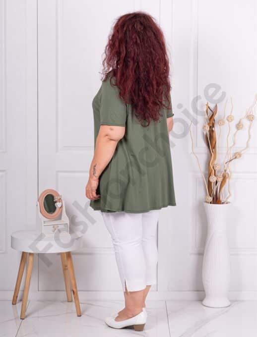 Tunica maxi in cloj cu nasturi decorativi-kaki cod 1683-7
