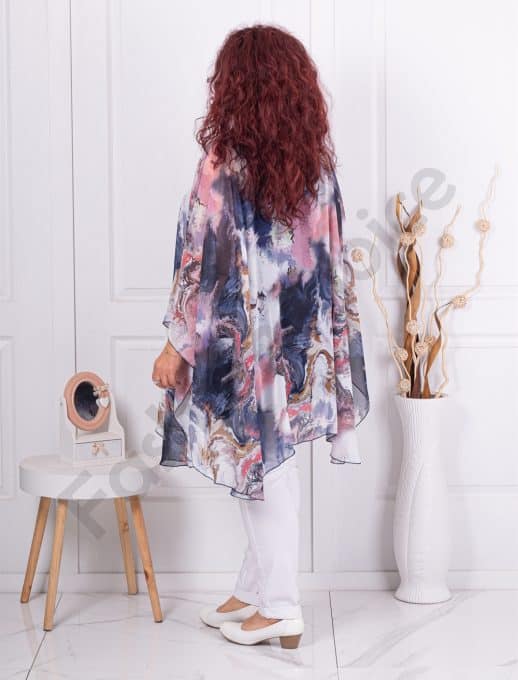 Tunica tip poncho din sifon cu imprimeu in degrade-culoare pastel cod 245021-6