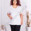 Bluza maxi cu decoratie din pietricele si ornamente pe maneci-alb cod 2851-4