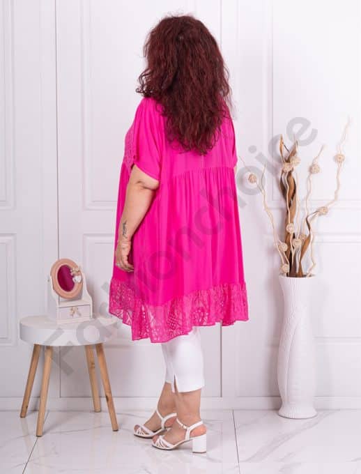 Tunica maxi pentru vara in combinatie cu dantela-fucsia cod 1953-4