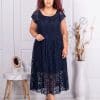 Rochie maxi pentru vara din dantela elastica-albastru inchis cod 4303-5