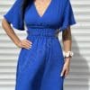 Rochie pentru vara cu decolteu in forma V-albastru regal cod 25201-2