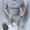 Compleu barbati pentru vara cu inscris brodat-gri cod 3502-2