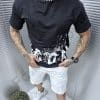 Tricou barbati Icon Dream cu efect stropit-negru cod 3105