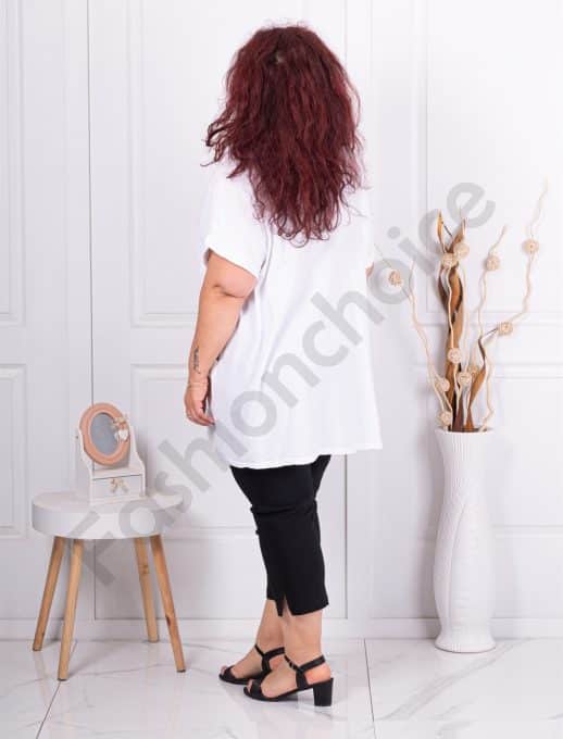 Tunica maxi din in si bumbac cu imprimeu papadie-alb cod 7390-4
