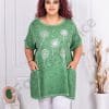 Tunica maxi din in si bumbac cu imprimeu papadie-verde cod 7390-5