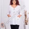 Tunica maxi din 100% In cu nasturi din lemn-alb cod 91890