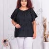 Tunica maxi pentru vara cu broderie englezeasca-negru cod 241145