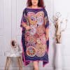 Pareo maxi de plaja din satin cu imprimeu tip Mandala-albastru inchis cod 391-4