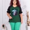 Bluza maxi in dungi cu maneca cocheta si pietricele-negru cod 013