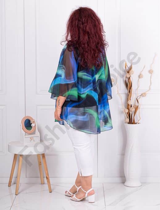 Tunica maxi in clos din sifon cu imprimeu in degrade-verde cod 24236-11
