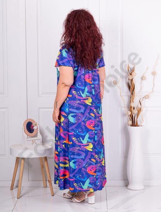 Rochie pentru vara cu print interesant-albastru cod 24587-4