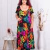 Rochie pentru vara cu imprimeu floral-negru cod 24587-8