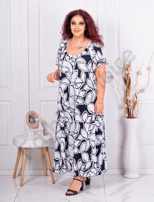 Rochie pentru vara cu imprimeu floral-alb cod 24587-9