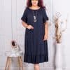 Rochie maxi pentru vara cu decolteu elastic+cadou colier-albastru inchis cod 241218-5