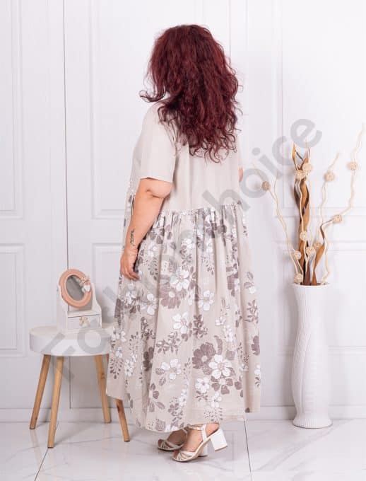 Rochie maxi pentru vara cu imprimeu floral-capucino cod 18875-5
