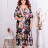 Rochie maxi pentru vara cu imprimeu inimi multicolor-negru cod 1273