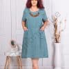 Rochie maxi pentru vara din 100% In cu colier din lemn-kaki cod 9759-1