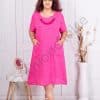 Rochie maxi pentru vara din 100% In cu colier din lemn-fucsia cod 9759-3