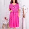 Rochie maxi din 100% in cu partea de sus din plasa-fucsia cod 10504