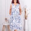 Rochie maxi pentru vara fara maneci cu nasturi din lemn-alb cod 10793-2