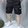 Pantaloni scurti pentru barbati din fas cu buzunare cargo-negru cod 56
