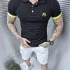 Bluza barbati cu guler si litere cauciucat-negru cod 2665