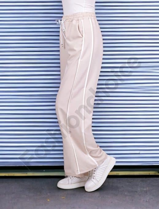 Pantaloni casual largi cu picioare drepte-capucino cod 18105-2
