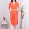 Rochie cu decolteu in forma V si curea-orange cod 5904-1