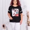 Bluza maxi cu aplicatie moderna si pietricele-negru cod 8362