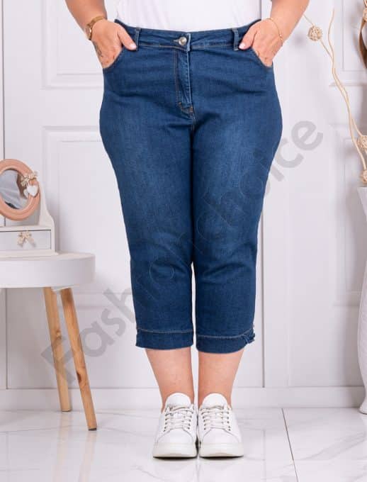 Blugi maxi pentru vara cu lungime 7/8-albastru inchis cod 418-1