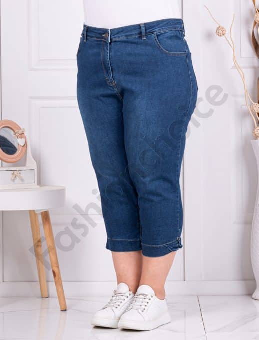 Blugi maxi pentru vara cu lungime 7/8-albastru inchis cod 418-1