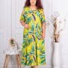 Rochie maxi in clos cu umeri decupati-lime cod 608524-2