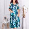 Rochie maxi in clos cu umeri decupati-aqua cod 608524-1