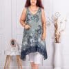 Top maxi cu croi asimetric si motive multicolor-kaki cod 241188-3