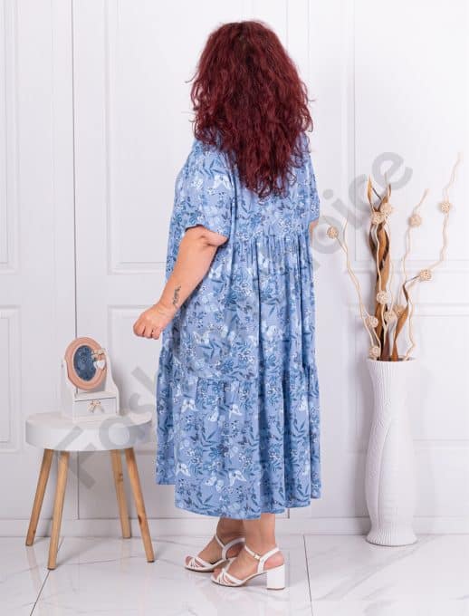 Rochie maxi pentru vara cu imprimeu floral si fluturi-parlament cod 24113-3