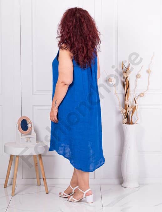 Rochie maxi pentru vara fara maneci din 100% in-albastru regal cod 11355-6