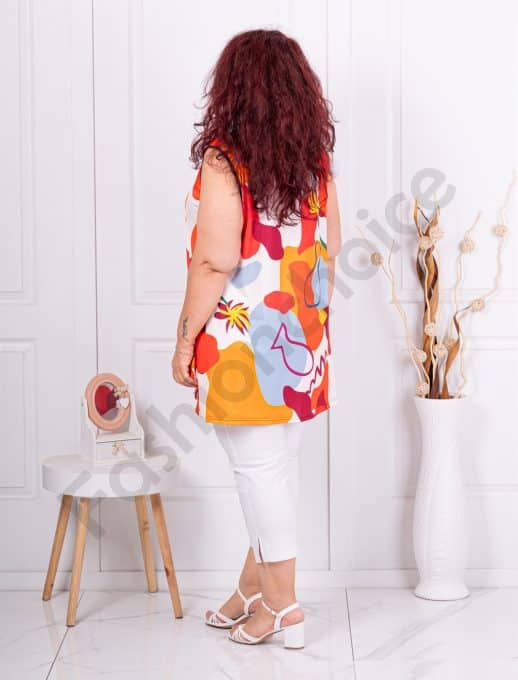 Top maxi pentru vara cu motive multicolor-orange cod 1009-3
