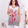 Top maxi pentru vara cu motive floral si dungi cod 1009