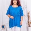 Tunica super maxi cu broderie englezeasca-albastru regal cod 241144-11