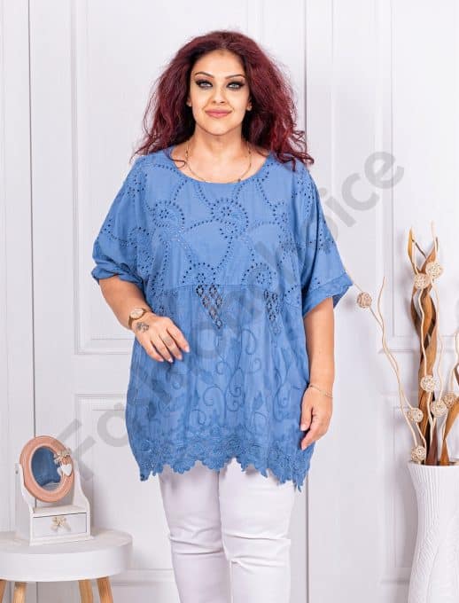 Tunica super maxi cu broderie englezeasca-parlament cod 241144-13
