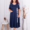 Rochie maxi in clos cu umeri decupati si inscriptie-albastru inchis cod 24824-10