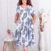 Rochie maxi pentru vara cu imprimeu modern si buzunare-alb cod 241203