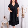 Rochie maxi eleganta cu volan si decolteu in forma V-negru cod 3678