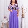Rochie maxi eleganta cu imprimeu modern-liliac cod 6401-10