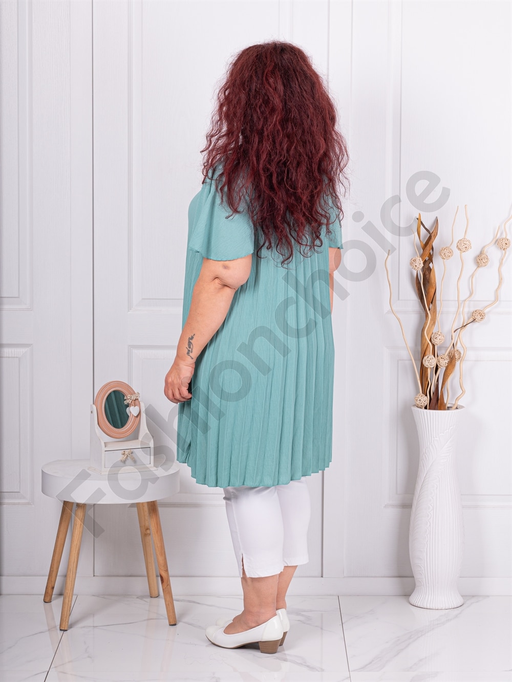 Tunica maxi plisata+cadou colier-menta cod 2621-6